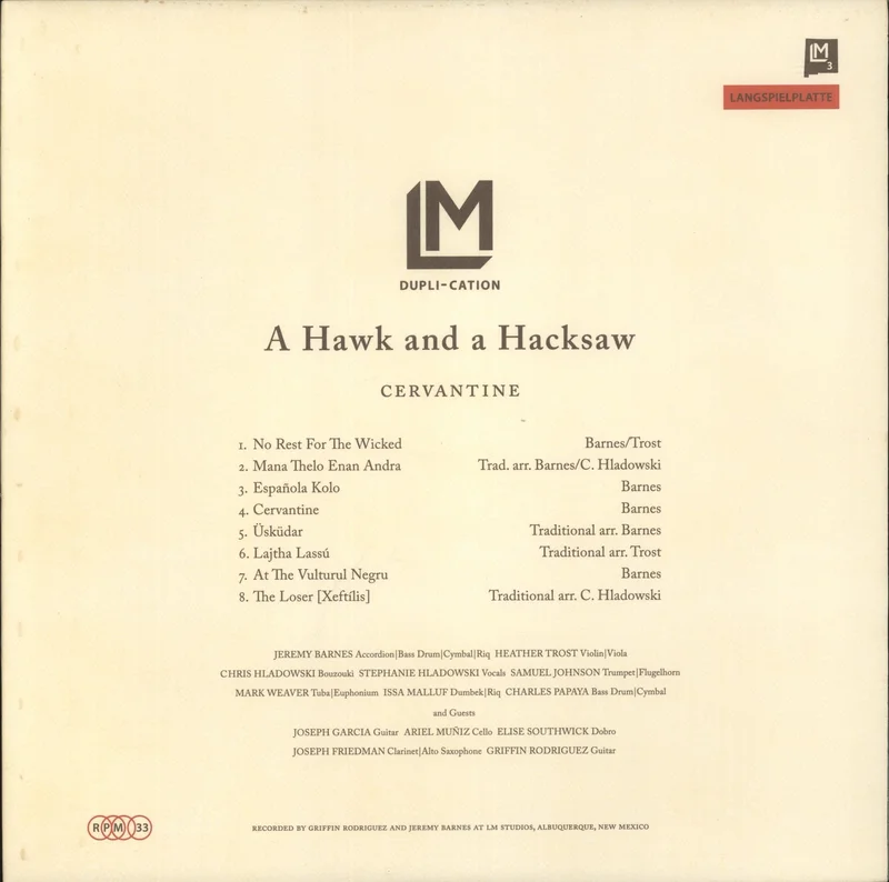 A Hawk And A Hacksaw Cervantine US Vinyl LP
