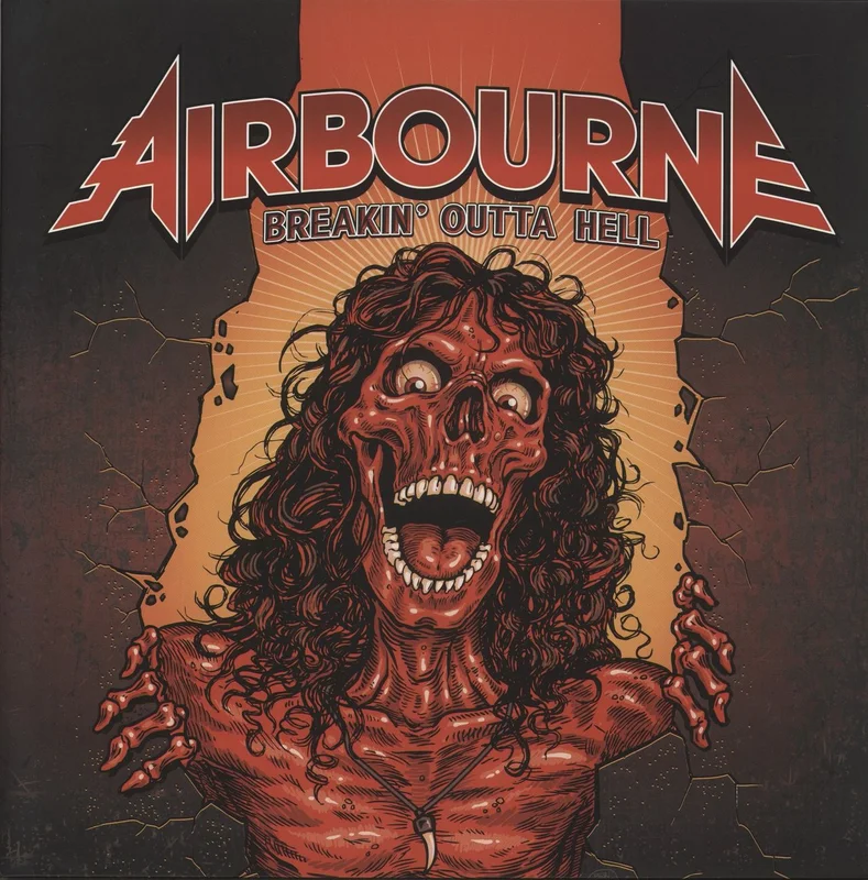 Airbourne Breakin' Outta Hell - Red Vinyl - Autographed Card UK Vinyl LP