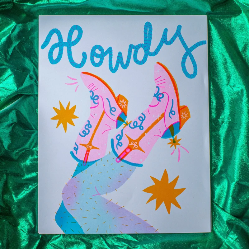 Alex Luciano: Howdy Risograph Print