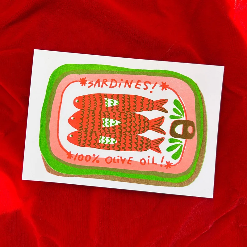 Alex Luciano: Sardine Tinned Fish Risograph Print