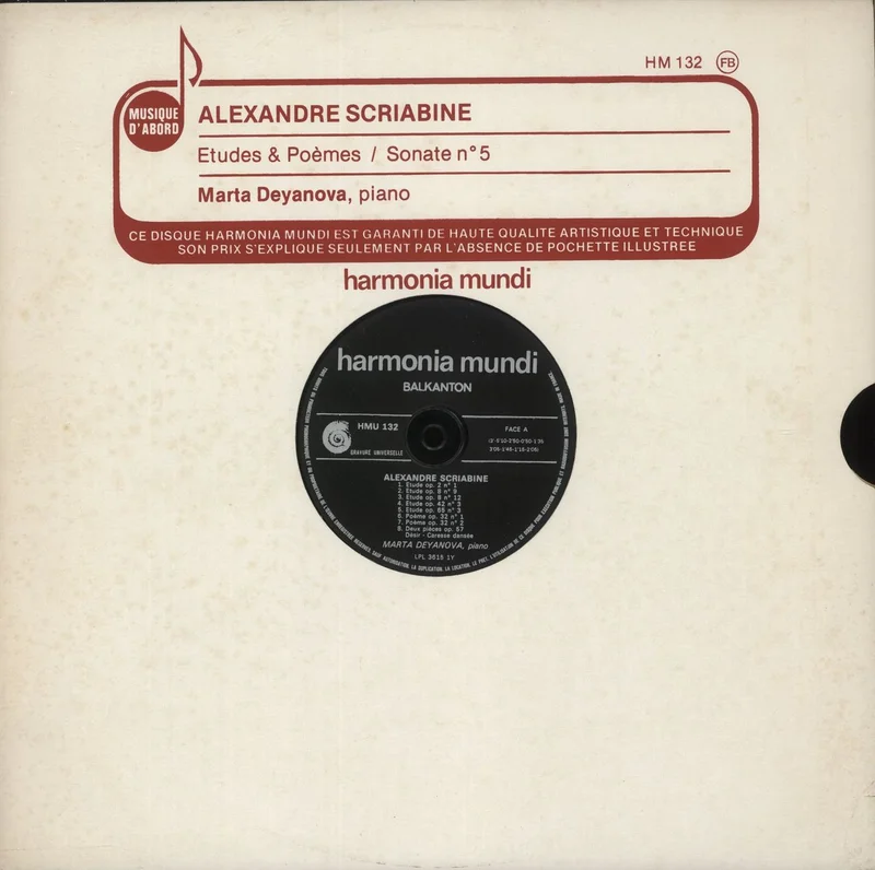Alexander Scriabin Scriabine: tudes Et Pomes / Sonate N5 French Vinyl LP