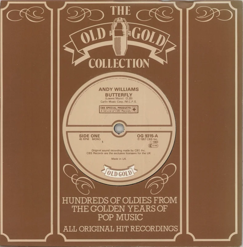 Andy Williams Butterfly UK 7" vinyl