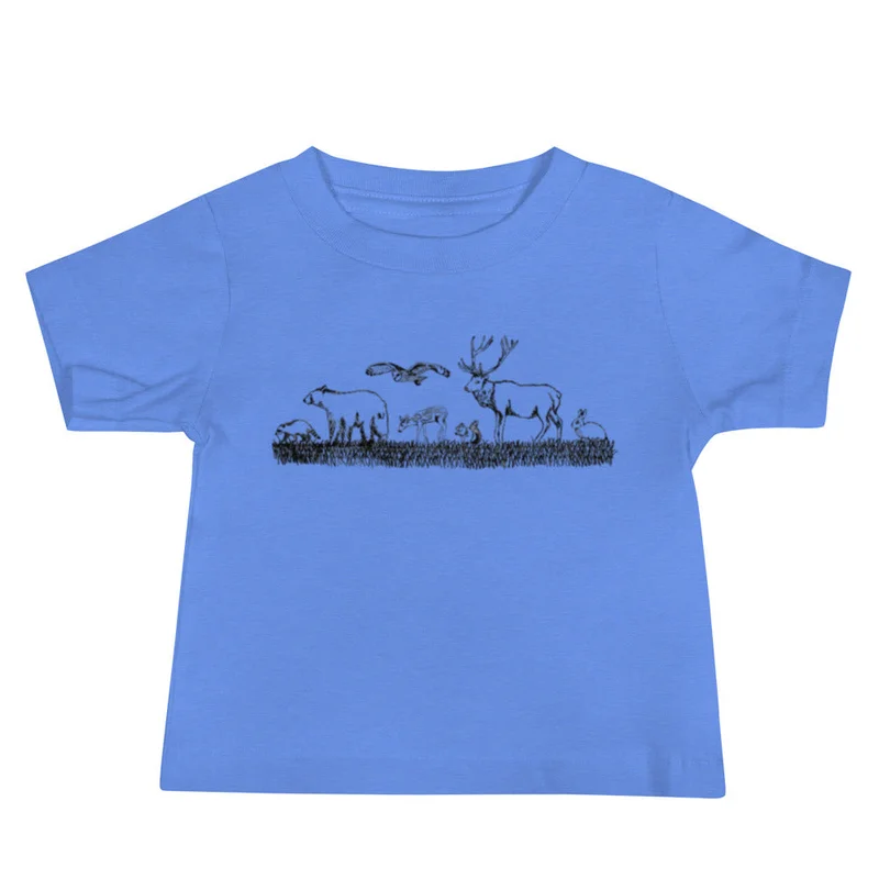 Animal Parade Baby Tee Heather Columbia Blue