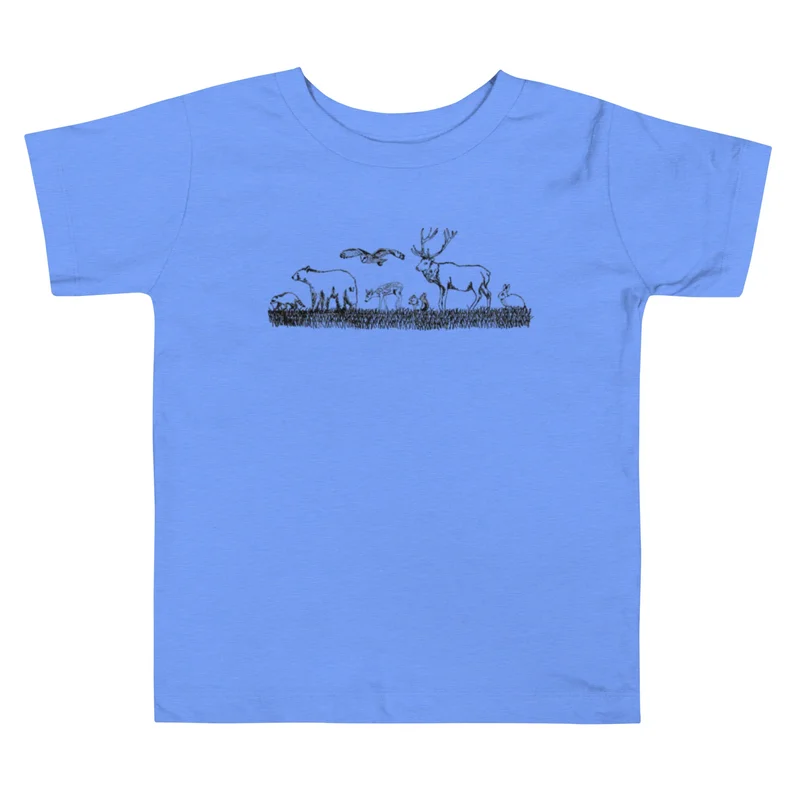 Animal Parade Toddler Tee Heather Columbia Blue
