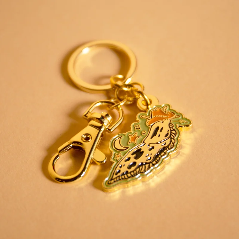 Banana Slug Cowboy Enamel Keychain