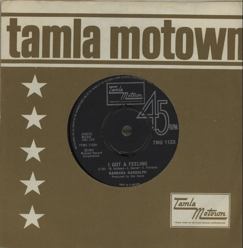 Barbara Randolph I Got A Feeling UK 7" vinyl