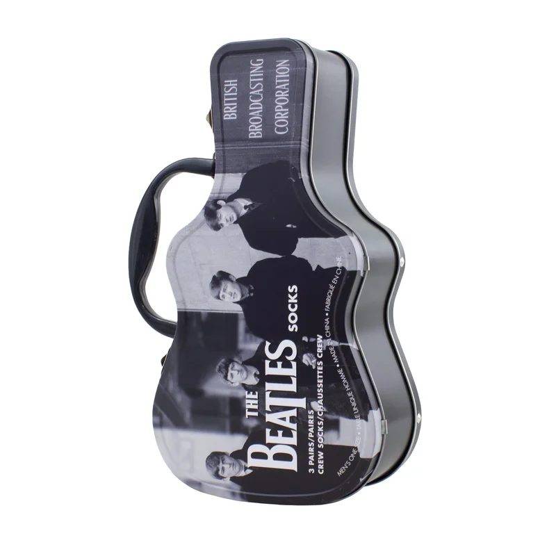 Beatles Guitar Tin B&W 3-Pack Socks