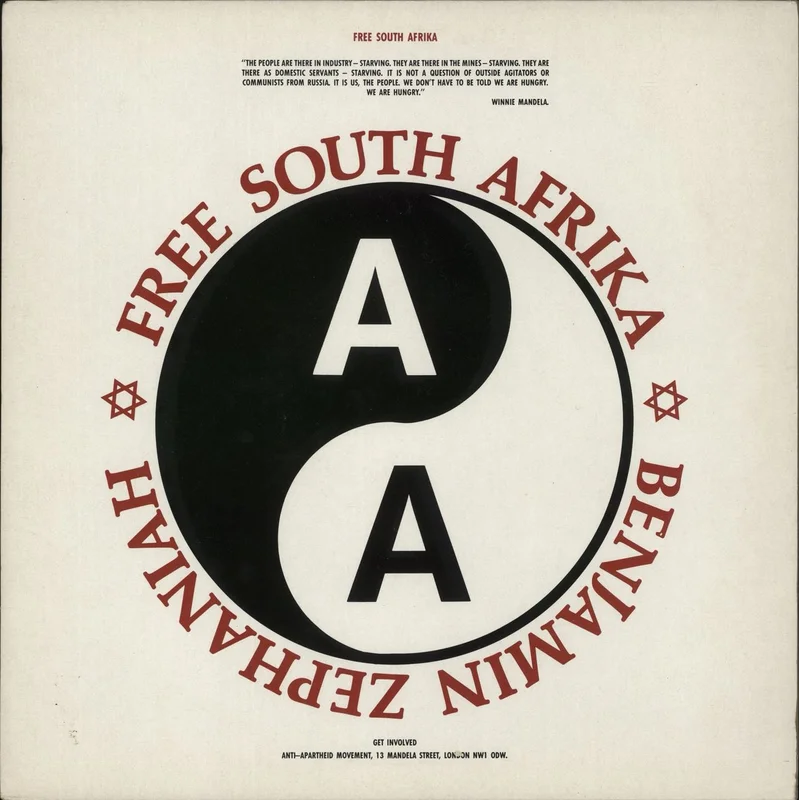 Benjamin Zephaniah Free South Afrika / Stop De War - Autographed UK 12" vinyl
