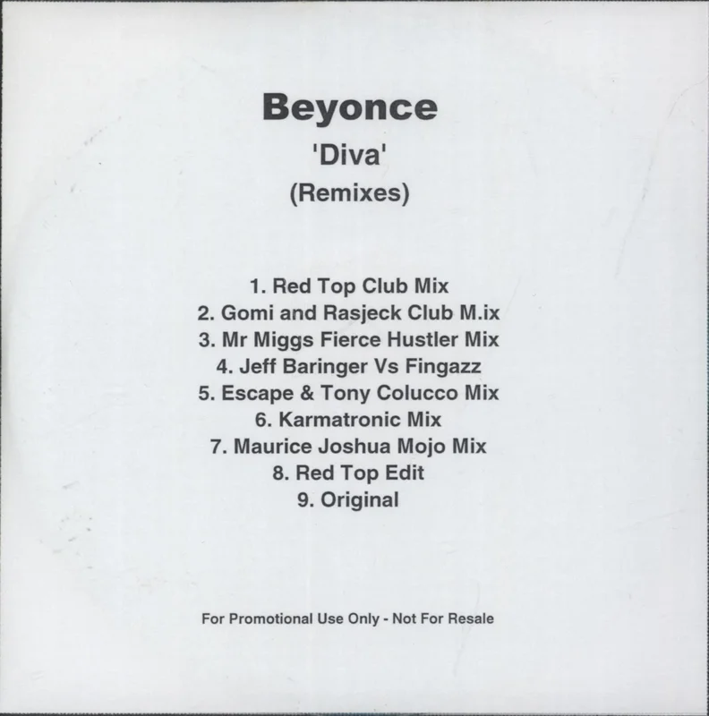 Beyonc Diva: Remixes UK Promo CD-R acetate
