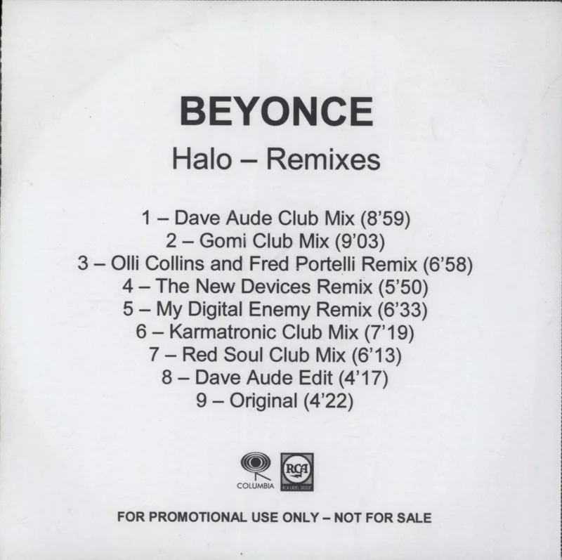 Beyonc Halo: Remixes UK Promo CD-R acetate