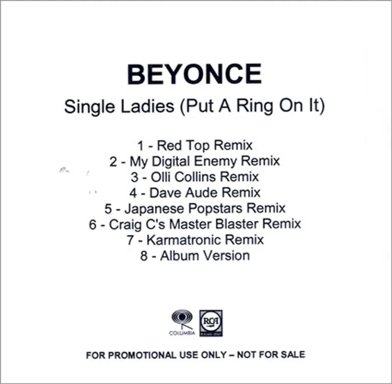 Beyonc Single Ladies [Put A Ring On It] UK Promo CD-R acetate