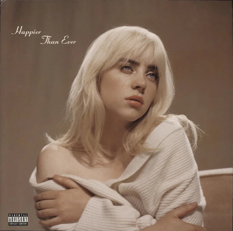 Billie Eilish Happier Than Ever - Cool Grey Vinyl - EX UK 2-LP vinyl set