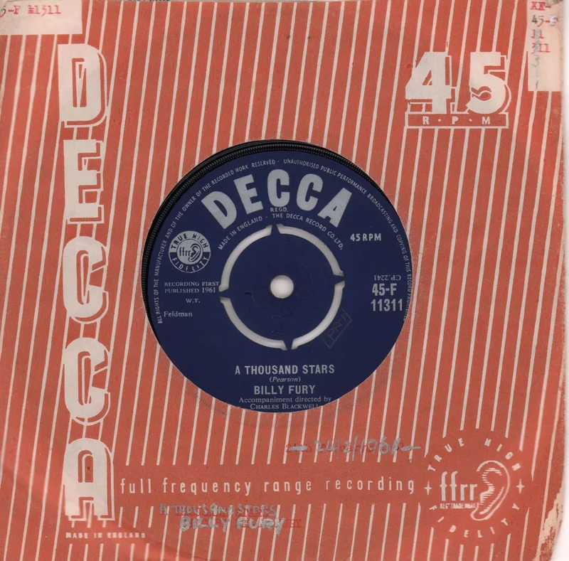 Billy Fury A Thousand Stars UK 7" vinyl