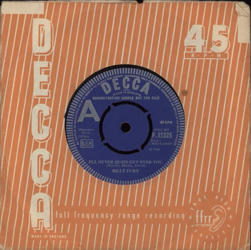 Billy Fury I'll Never Quite Get Over You UK Promo 7" vinyl