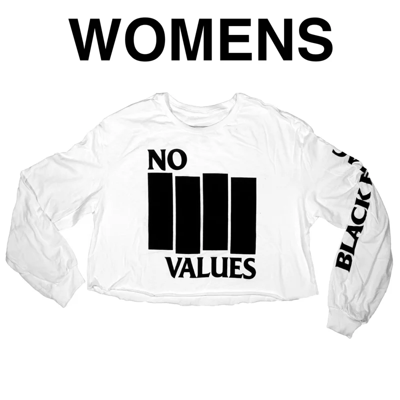 Black Flag - No Values Women's Long Sleeve Crop Top Black