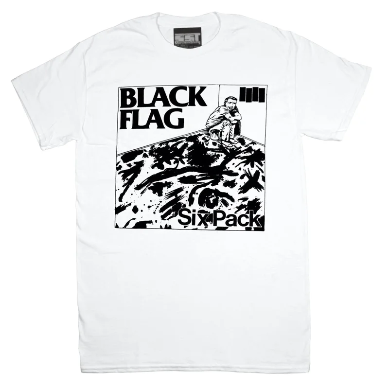 Black Flag - Six Pack T-Shirt White Shirt Black Ink