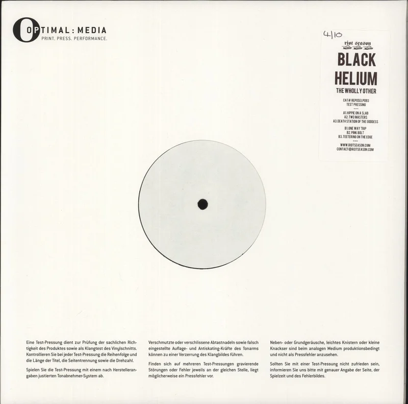 Black Helium The Wholly Other - Test Pressing UK Vinyl LP