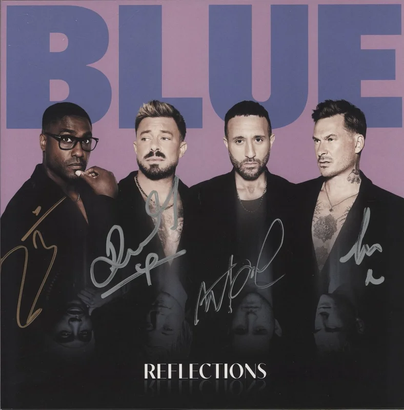 Blue (00s) Reflections - Pink & Blue Splatter Vinyl + Fully Autographed UK Vinyl LP