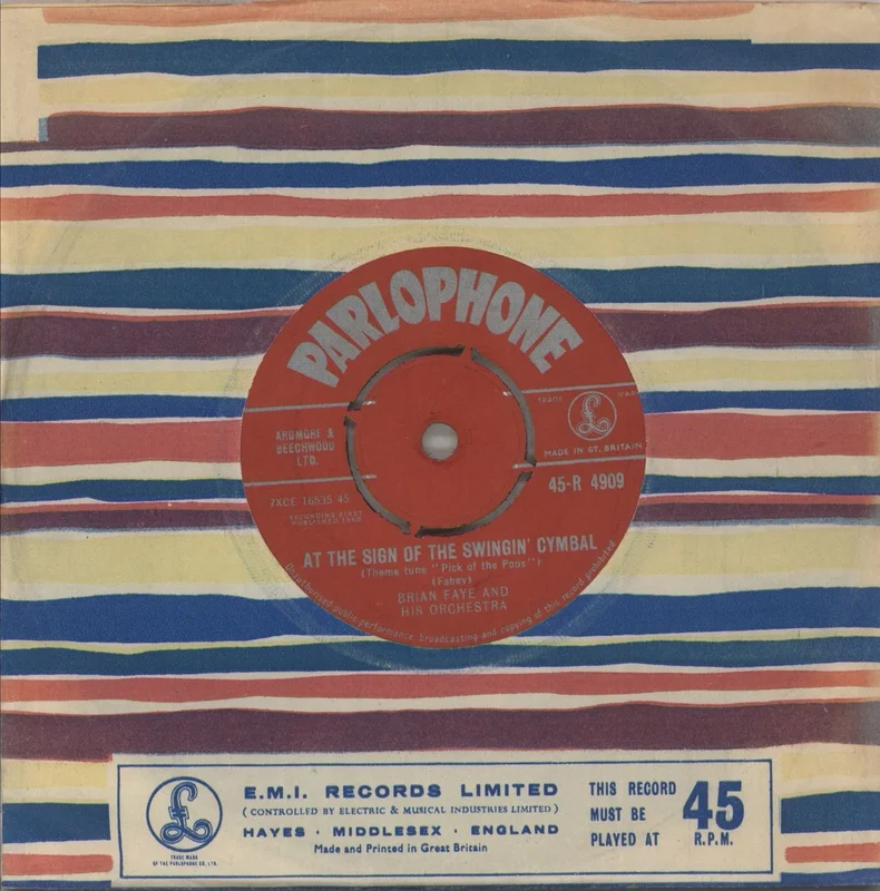 Brian Fahey And His Orchestra At The Sign Of The Swingin' Cymbal (Theme Tune 'Pick Of The Pops') UK Promo 7" vinyl