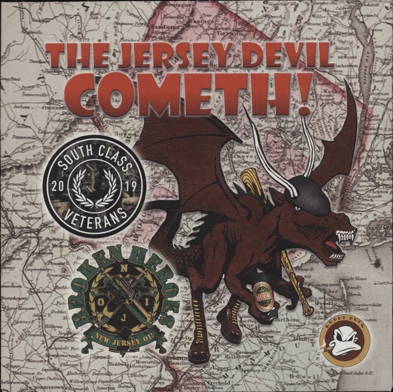 Broken Heroes The Jersey Devil Cometh! - Red W/ White Splatter Vinyl US 7" vinyl