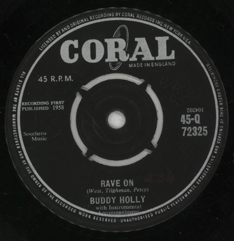 Buddy Holly Rave On -2nd UK 7" vinyl