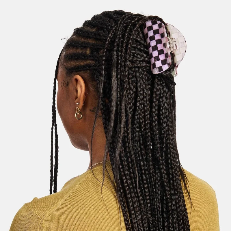 Checker Hair Claw Black + White