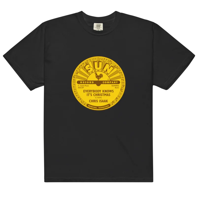 Chris Isaak Everybody Knows It's Christmas Sun Records Label T-Shirt