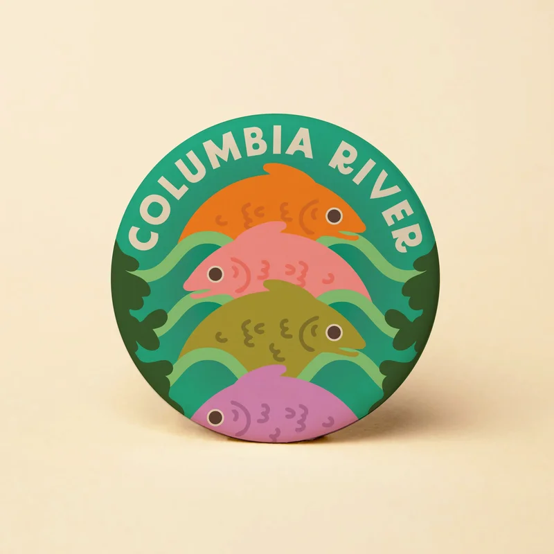 Columbia River Fish Round Magnet
