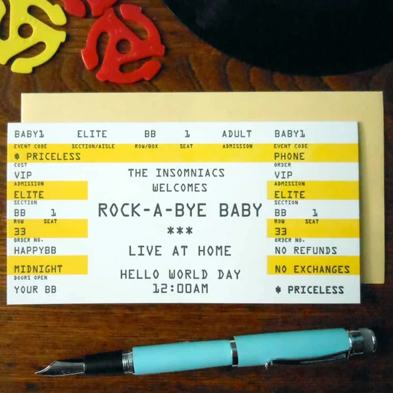 Concert Ticket New Baby Card