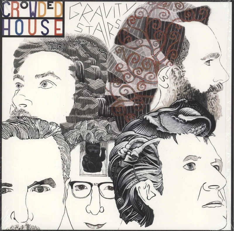 Crowded House Gravity Stairs - Blue Vinyl + Autographed Print UK Vinyl LP