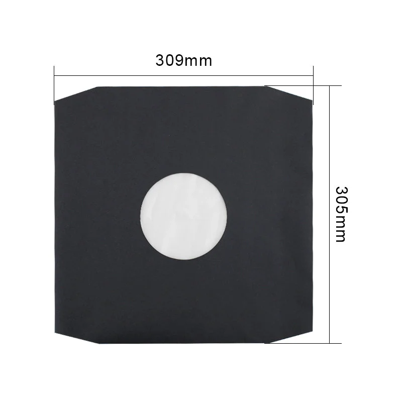 Cut Corner Black Paper & Poly-Lined 12" Record Inner Sleeves - 80gsm