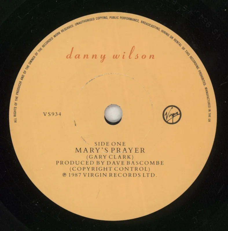 Danny Wilson Mary's Prayer - Yellow label UK 7" vinyl