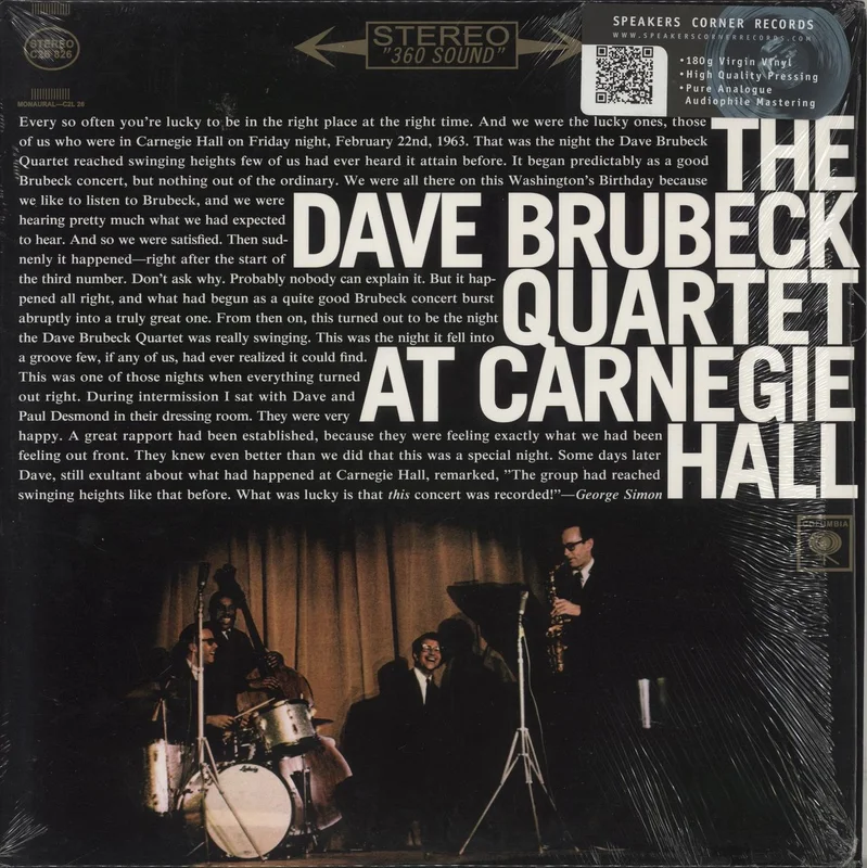 Dave Brubeck At Carnegie Hall - 180gm German 2-LP vinyl set