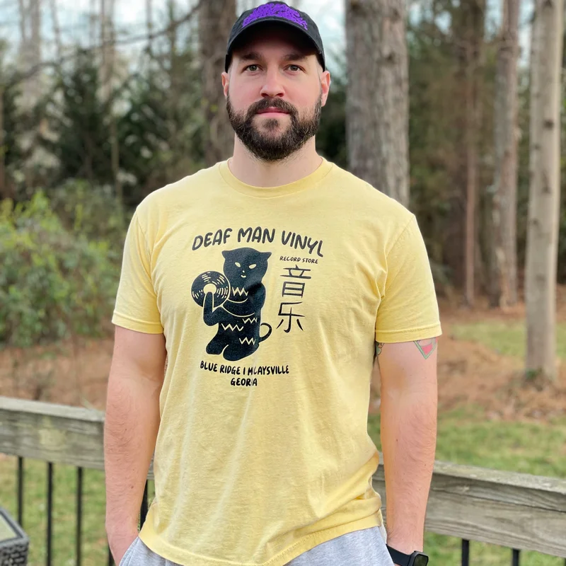 Deaf Man Vinyl Cat T-Shirt