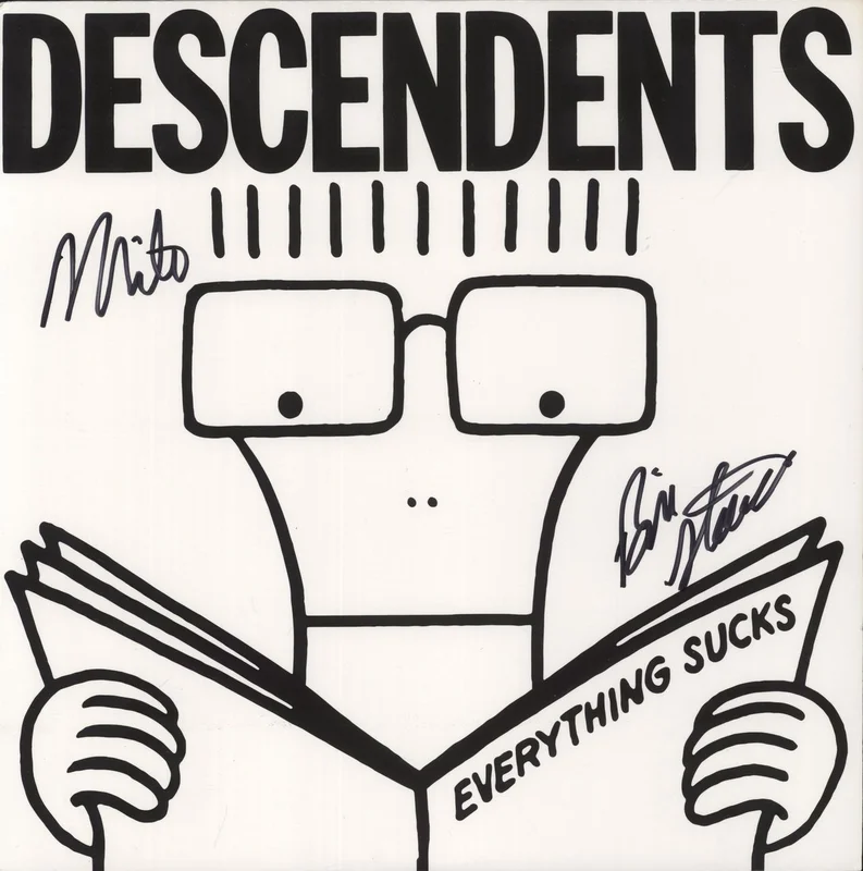 Descendents Everything Sucks - Black & White Swirl Vinyl - Autographed UK Vinyl LP