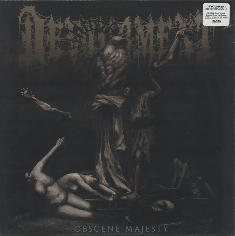 Devourment Obscene Majesty - Bone w/ Oxblood & Green Splatter Vinyl US Vinyl LP