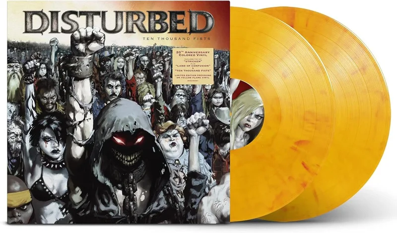 Disturbed Ten Thousand Fists - 20th Anniversary Edition - Yellow Flame Vinyl - Sealed UK 2-LP vinyl set