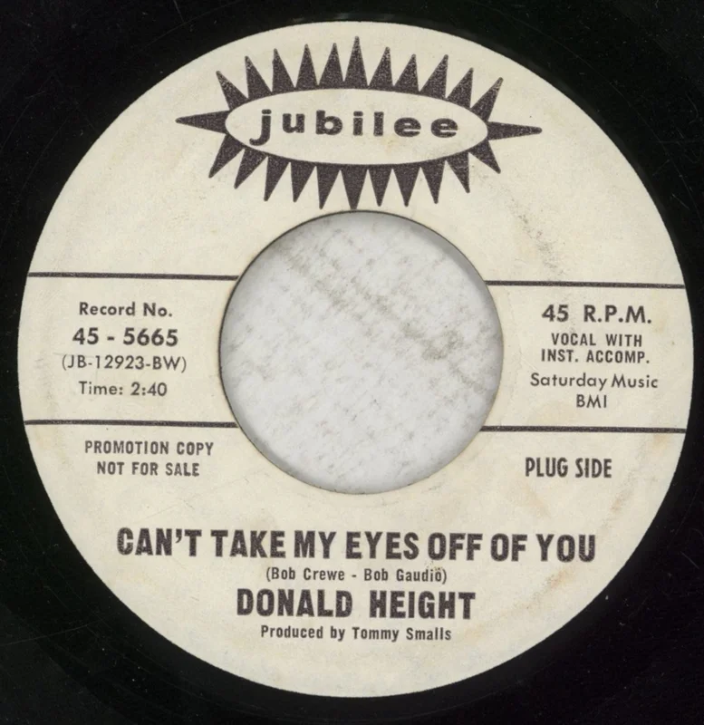 Donald Height Can't Take My Eyes Off Of You UK Promo 7" vinyl
