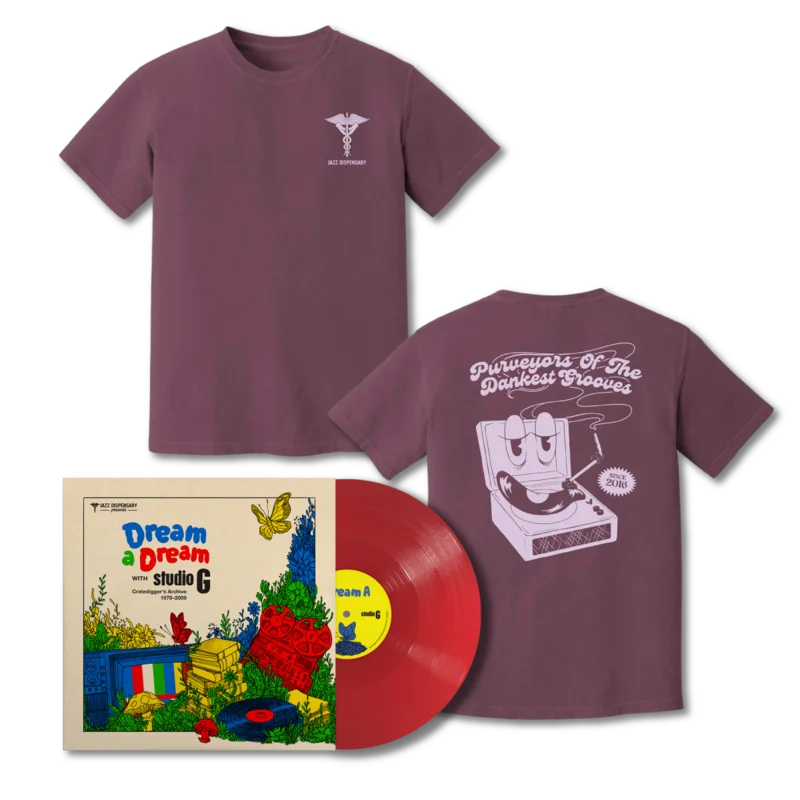 Dream A Dream With Studio G: Cratedigger's Archive (1970-2009) (Opaque Red LP) + Jazz Dispensary "Dankest Grooves" T-Shirt (Berry) Bundle