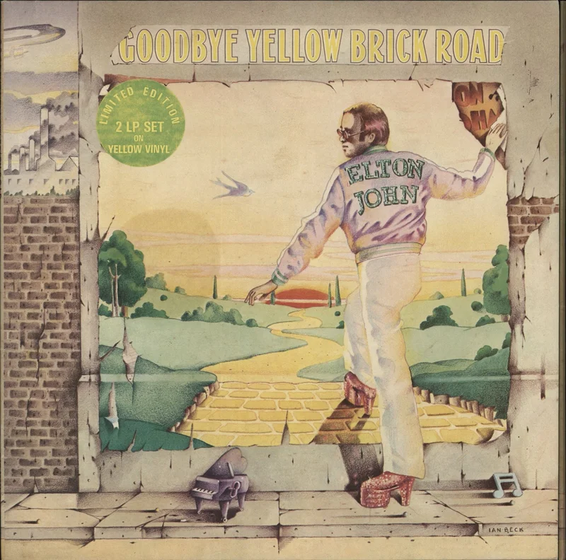 Elton John Goodbye Yellow Brick Road - 1st - Yellow + Sticker - VG UK 2-LP vinyl set