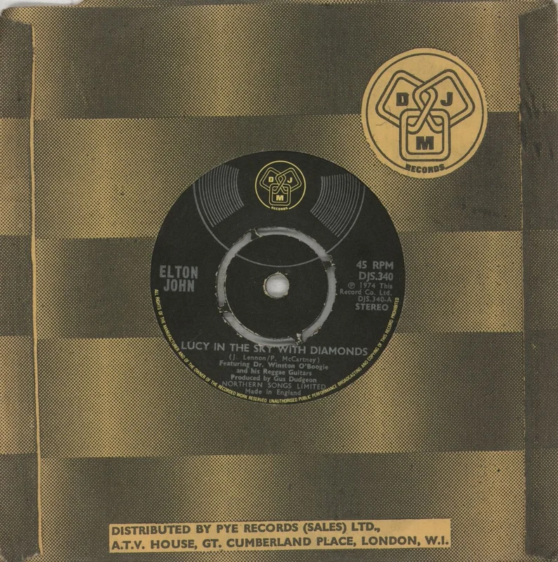 Elton John Lucy In The Sky With Diamonds - four prong - Translucent Vinyl UK 7" vinyl