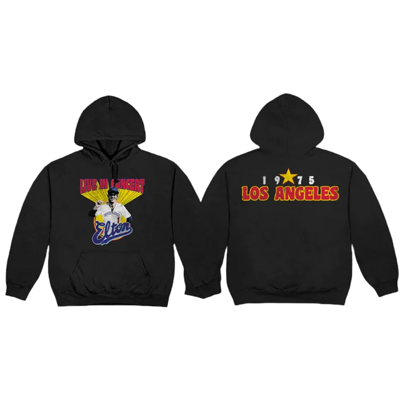 Elton Live In LA 75 Black Hoodie