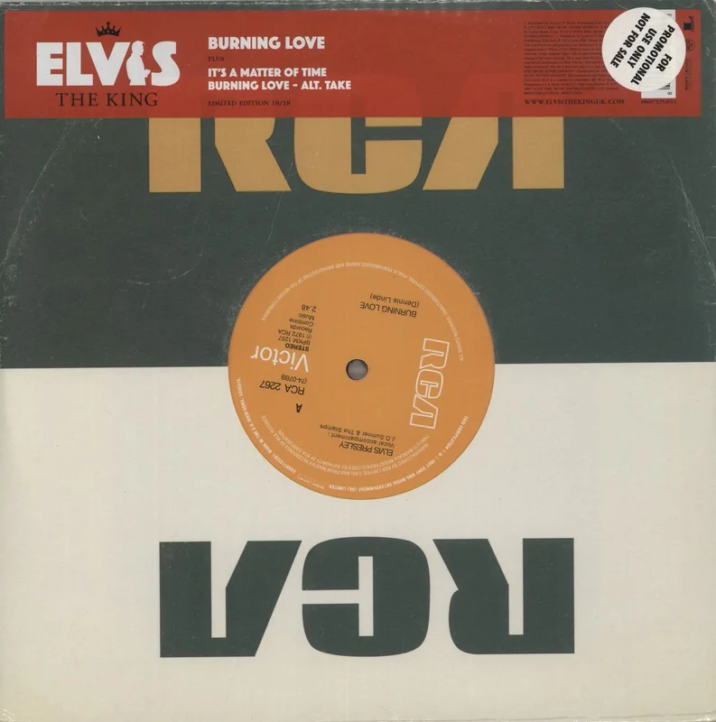 Elvis Presley Burning Love - Promo Stickered - Sealed UK Promo 10" vinyl
