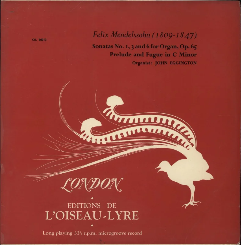 Felix Mendelssohn Mendelssohn: Sonatas No. 1, 3 And 6 For Organ, Op.65 / Prelude And Fugue In C Minor UK Vinyl LP
