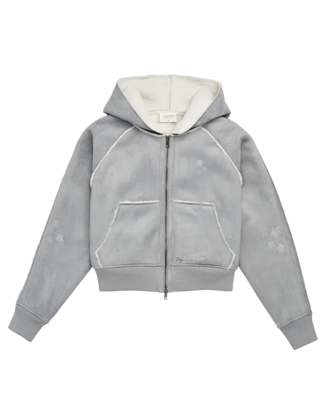 Folklore Album Gray Faux Shearling Jacket