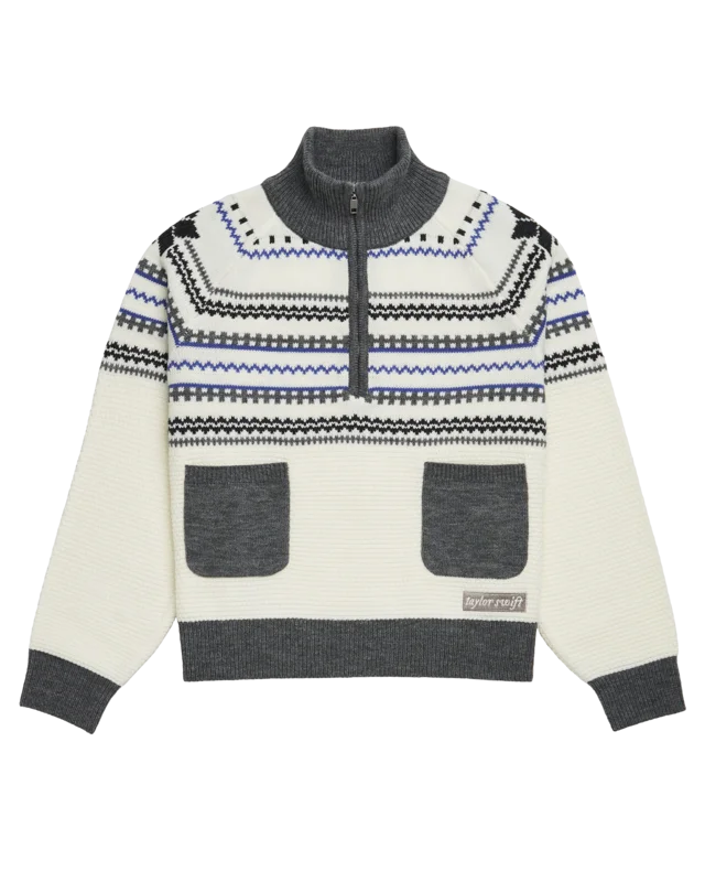 Folklore Album Quarter Zip Up Sweater