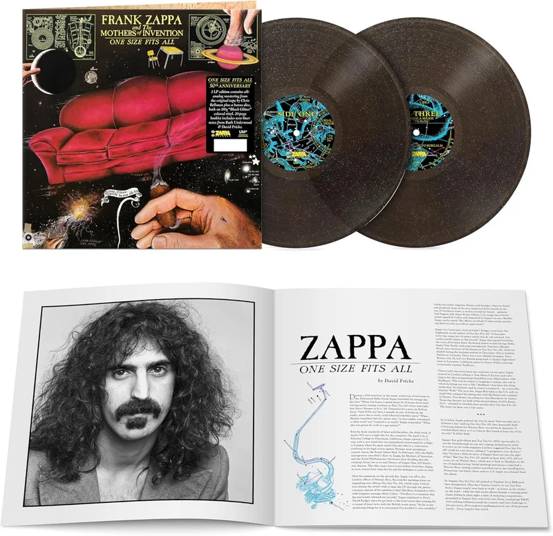 Frank Zappa One Size Fits All - 50th Anniversary Edition - 180 Gram Black Glitter Vinyl - Sealed UK 2-LP vinyl set