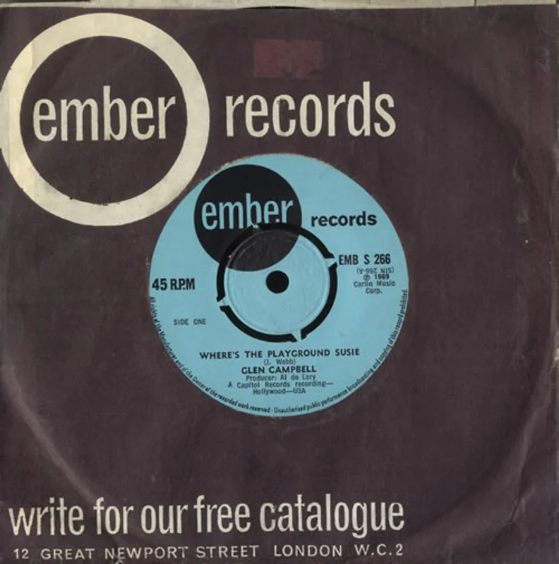 Glen Campbell Where's The Playground Susie UK 7" vinyl