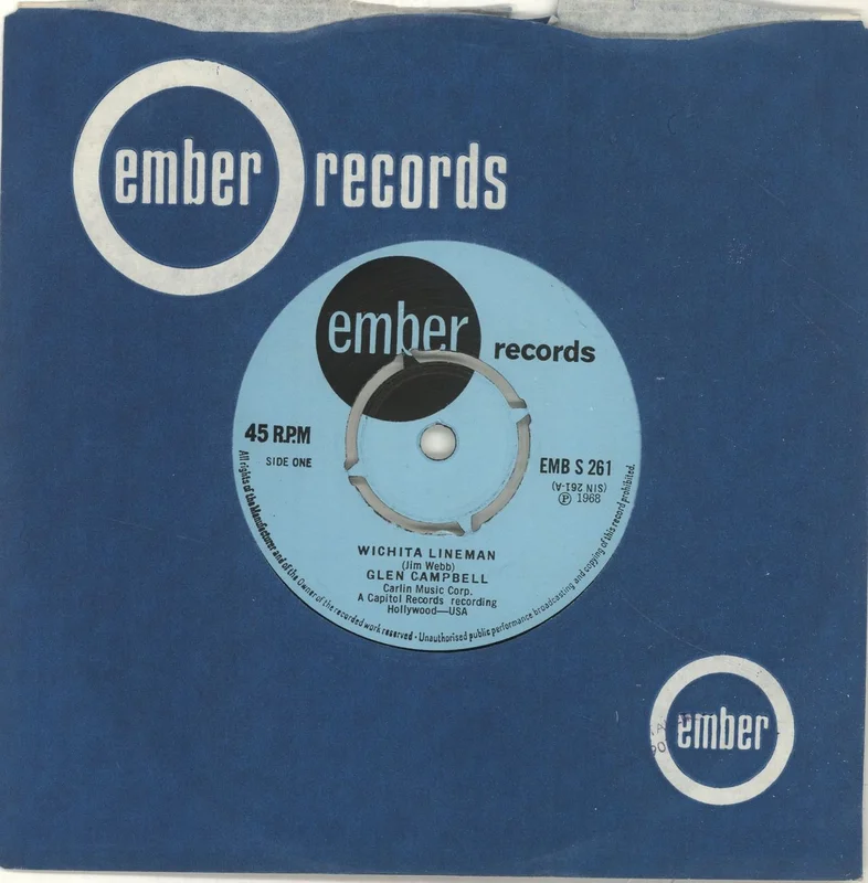 Glen Campbell Wichita Lineman - 4 Prong UK 7" vinyl