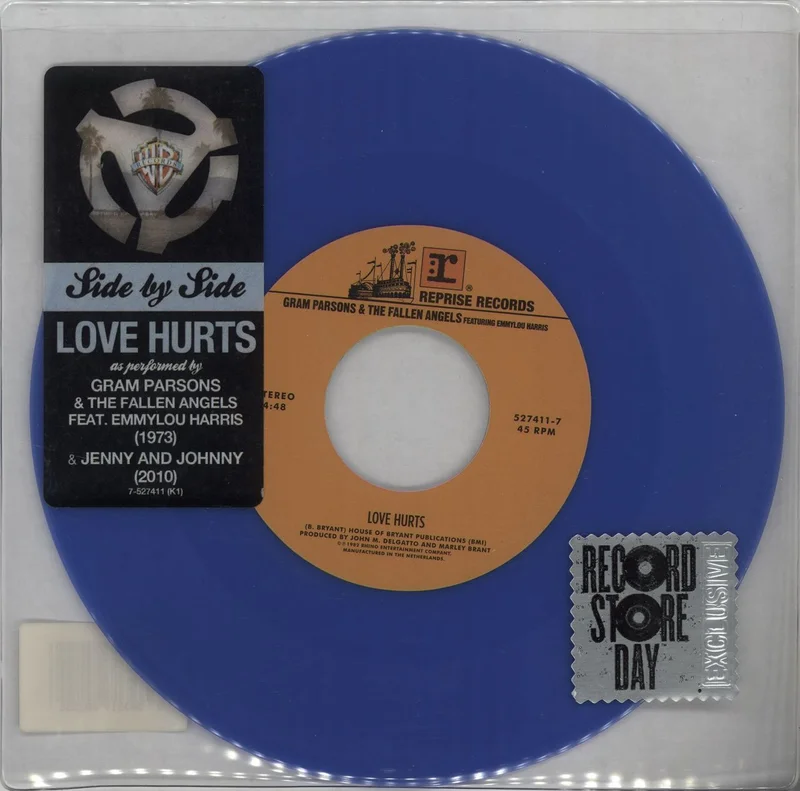 Gram Parsons Love Hurts - RSD11 - Blue Vinyl UK 7" vinyl